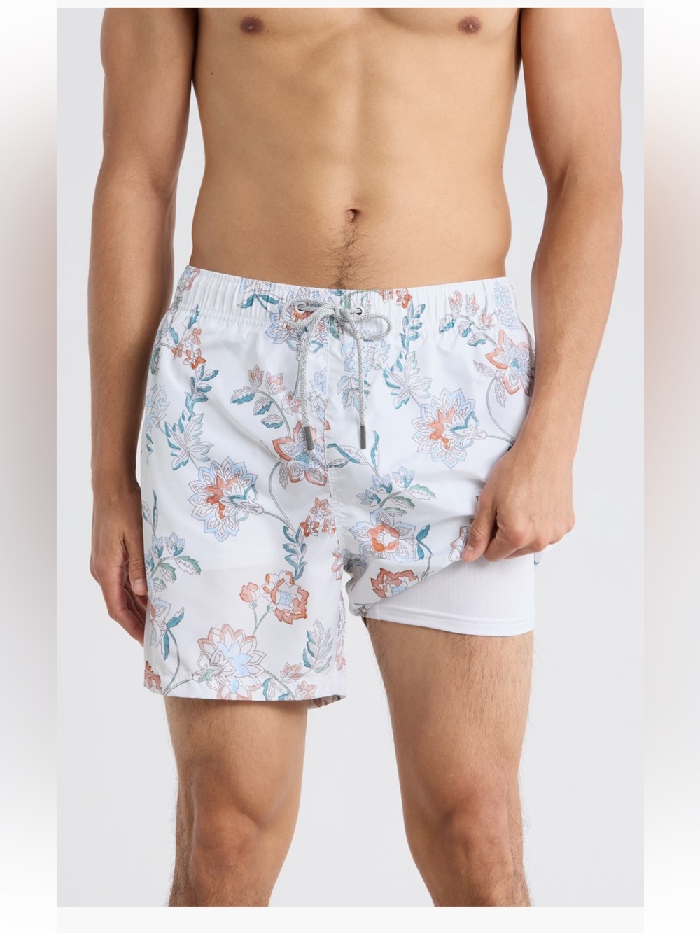Vintage Summer Ponji Print Volley Swim Trunks Shorts Floral XXL